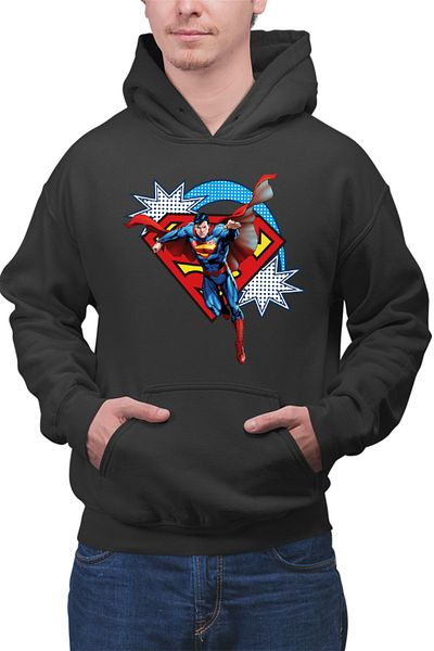 OEM Men's Hoodie Superman Logo Retro Comics Illustration Cosplay