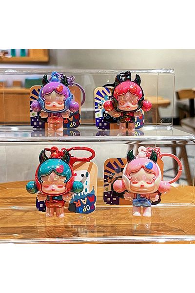 Choice set of 4 Cute Cartoon Glitz Figure Electroplated Demon Dream Girl Keychain