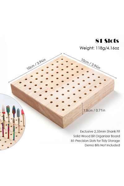 Choice 81 slots 18/61/81 Slots Polishing Head Storage Wood Nail Drill Bit Organizer Tray Milling Cutter Hol