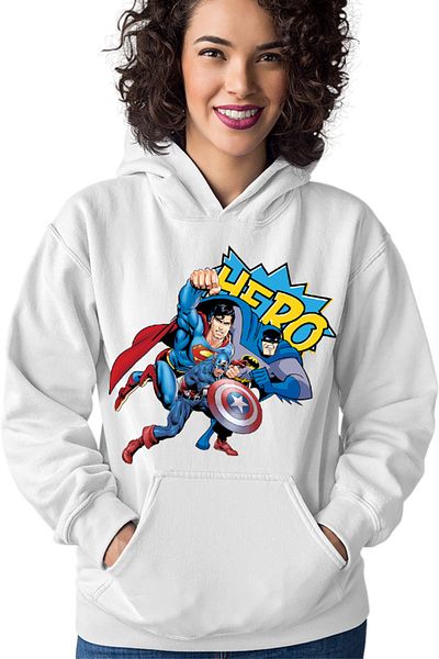OEM Women's Hoodie Batman Superman Captain America Save Earth