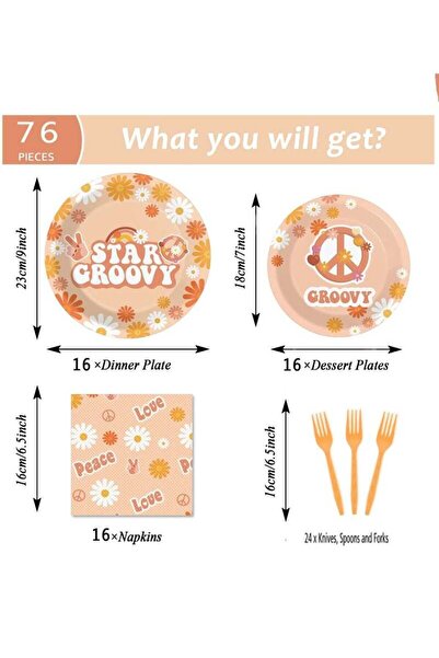 Yelajoy Disposable Birthday Plates Dinnerware Set,Vintage Dinnerware with Daisy Flowers,Party Supplies