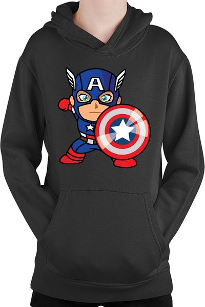 OEM Kids' Captain America Chibi Steve Rogers Top Secret Hoodie