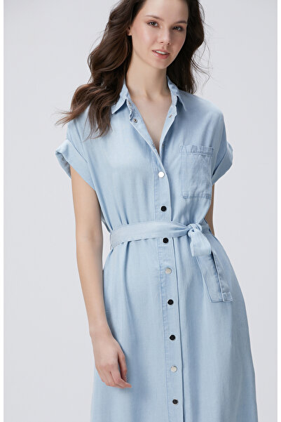 Network Açık Mavi Midi Denim Elbise