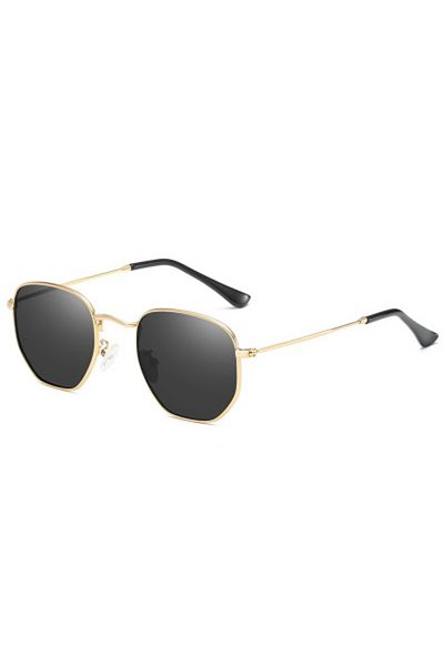 Choice as shown gold gray Fashion 2024 Hexagonal Polarized Sunglasses For Men Women Polygon Metal Shade Pil