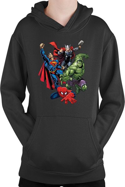 OEM Kids Hoodie Superman Hulk Spiderman Thor Avengers Total Action