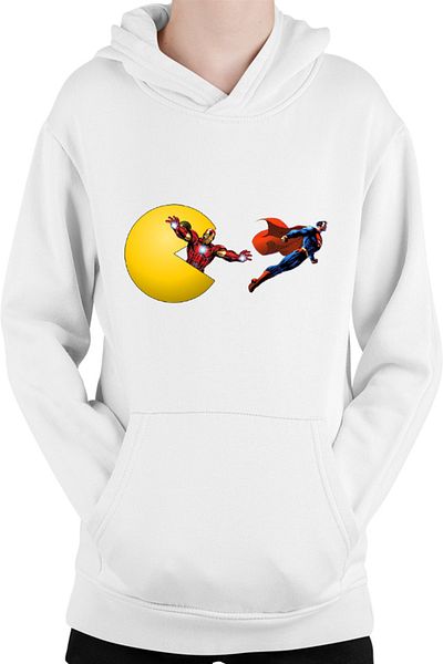 OEM Kids Hoodie Pac Man Iron Man Eat Superman Run Heroes Powers