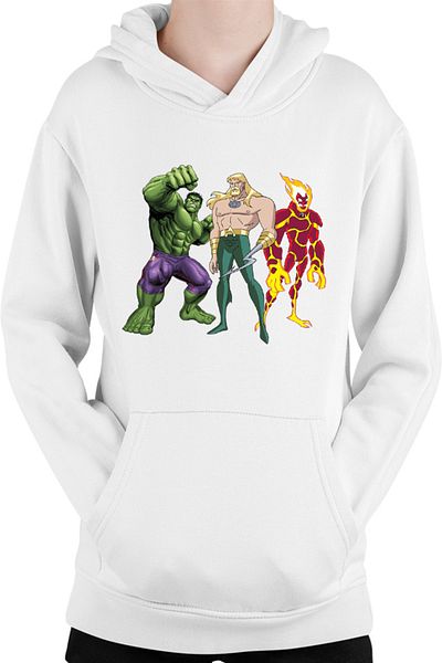 OEM Kids Hoodie Aquaman Cartoon Ben10 Fire Monster Hulk Green