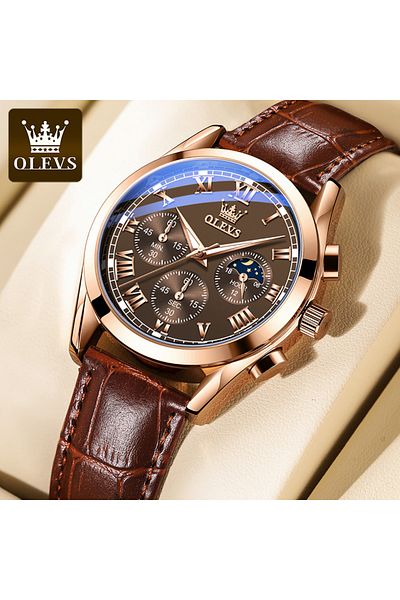 Choice Yes Rose Brown OLEVS 2871 Top Brand Men's Quartz Watch Noctilucent Business Waterproof Luxury Watch