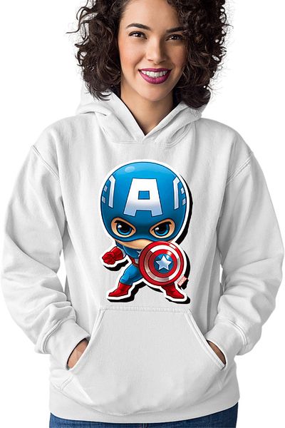 OEM Women's Hoodie Captain America Chibi Action Joe Simon Jack Kirby