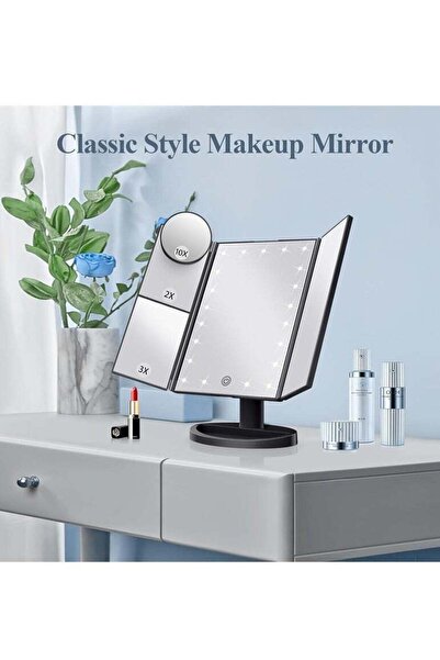 Arabest LED Cosmetic Mirror, Triple Folding, Portable, Touch Control, Glossy,...