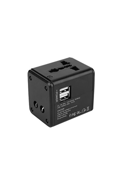 OEM Adaptor universal de călătorie (EU/UK/US/AU) cu 2 porturi USB