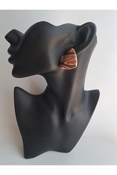 BHR AKSESUAR Kahverengi Bordo Üçgen Küpe