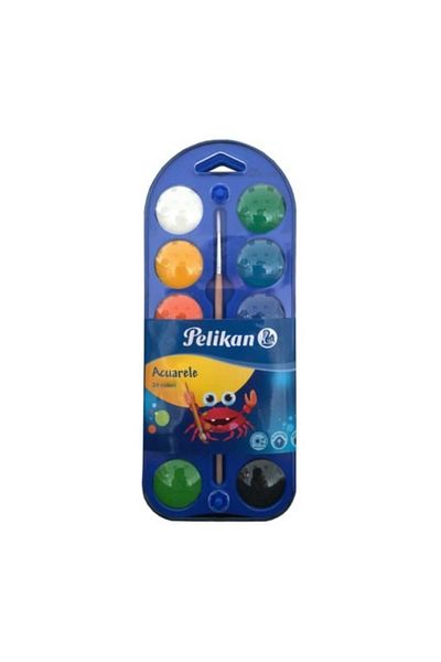 Pelikan Watercolors, 24 Colors Pan & Brush, Material Pan & Plastic, Color Assorted