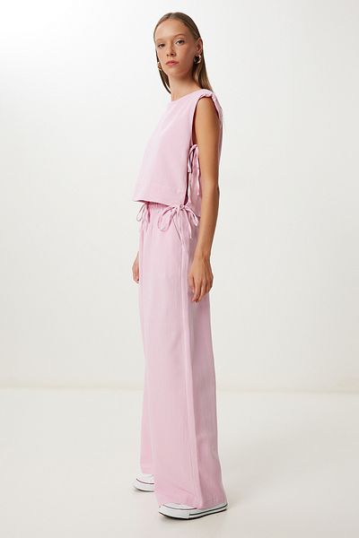 Lovelyİstanbul Padded Linen Blouse Trousers Set Lrv0115 Candy Pink