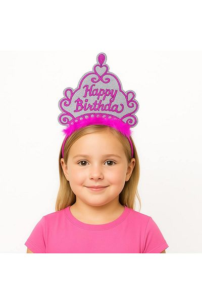 MarDyHome Pink Happy Birthday Princess Crown – Birthday Crown Accessory