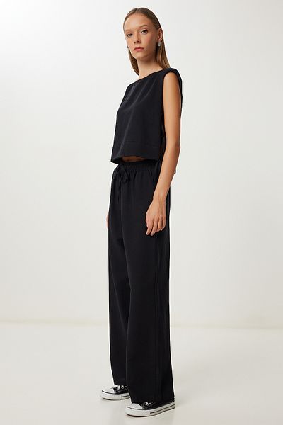Lovelyİstanbul Padded Linen Blouse Trousers Set Lrv0115 Black