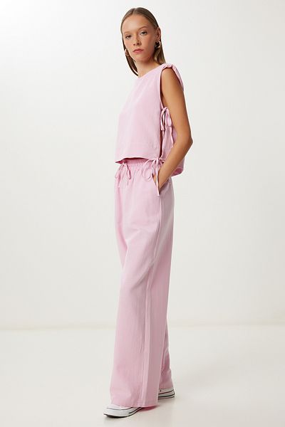 Lovelyİstanbul Padded Linen Blouse Trousers Set Lrv0115 Candy Pink
