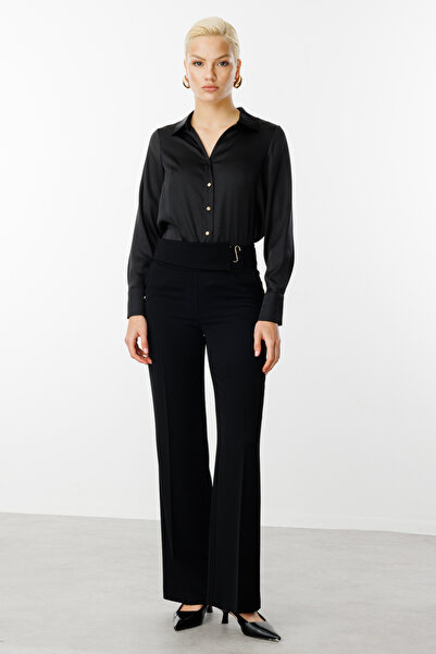 Ekol Beli Tokalı Bol Paça Pantolon