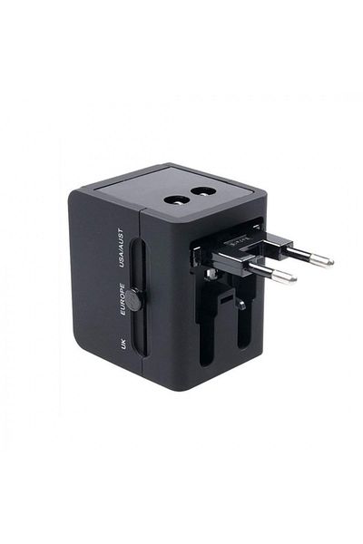 OEM Adaptor universal de călătorie (EU/UK/US/AU) cu 2 porturi USB