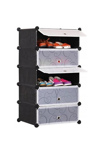 Mercaton Dulap modular pentru depozitare incaltaminte, Mercaton, plastic, 5 compartimente, 37x49x93 cm