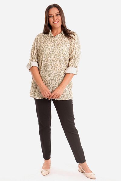 Metpoint Cămașă cu imprimeu digital cu model de leopard verde Trend42plus Plus Size