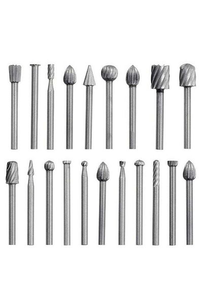 fun zone 20-Piece Carbide Burr Power Drill Bit Set Silver