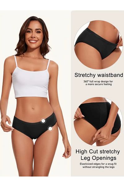 NADIA Chiloti Menstruali Reutilizabili, 6 straturi, Masura S, 95% Bumbac, 5% Elastan