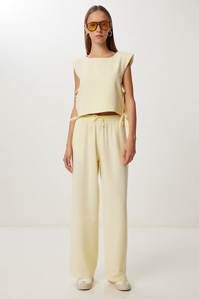 Lovelyİstanbul Padded Linen Blouse Trousers Set Lrv0115 Yellow
