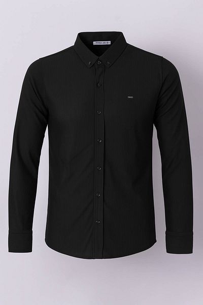 trender Long Sleeve Black Men's Shirt 2568