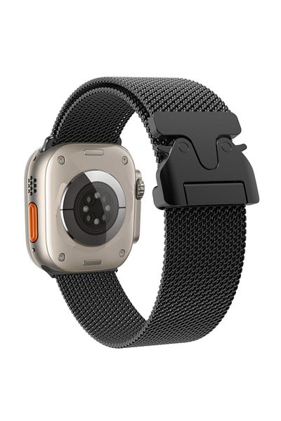 Hurtel Bransoleta pasek Titanium Milanese Loop do Apple Watch 42/44/45/46/49 mm - czarna