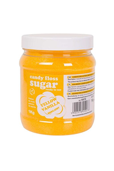 GSG24 Zahăr colorat din vată de zahăr, galben, aromă de vanilie, 1 kg