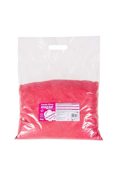 GSG24 Zahăr din vată de zahăr cu aromă colorată, roșu, aromă de căpșuni, 5 kg