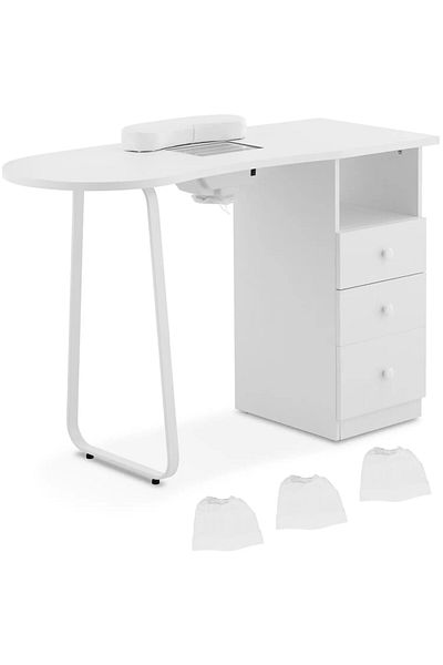 Physa Biurko kosmetyczne do manicure z pochłaniaczem pyłu 120 x 45 cm - białe