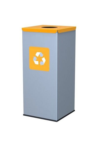 GSG24 Metalowy kosz do segregacji śmieci 30x30x70cm 60L PLASTIK - pokrywa żółta