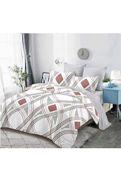 OEM Double bed linen set, with elastic, stripes and diamonds, 6 pieces, 2 persons, 180x200cm, Finet Sa