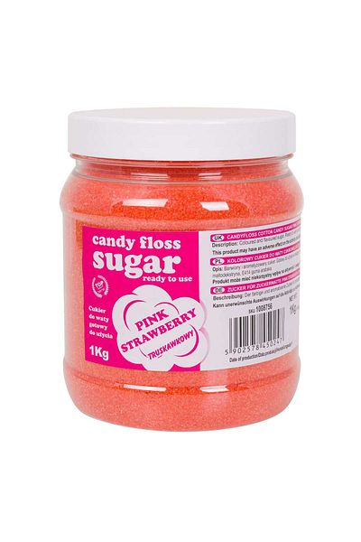 GSG24 Kolorowy cukier do waty cukrowej różowy o smaku truskawkowym 1kg
