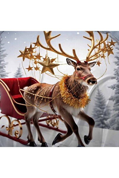 OEM Set Lenjerie de pat dublu, model Craciun 3D, 6 piese, Bumbac Finet