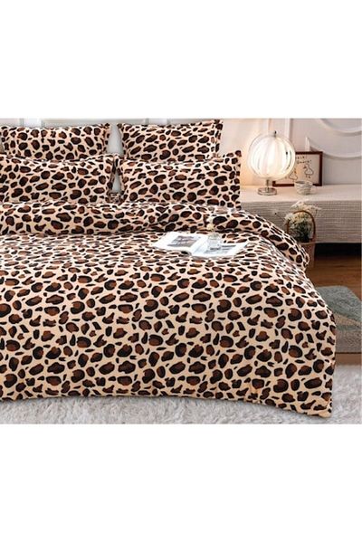OEM Lenjerie de pat, cocolino, dublu, 6 piese, 200 x 230cm, imprimeu animal print, multicolor