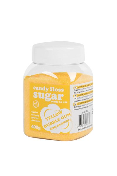 GSG24 Zahăr colorat din vată de zahăr, galben, aromă de gumă de mestecat, 400g