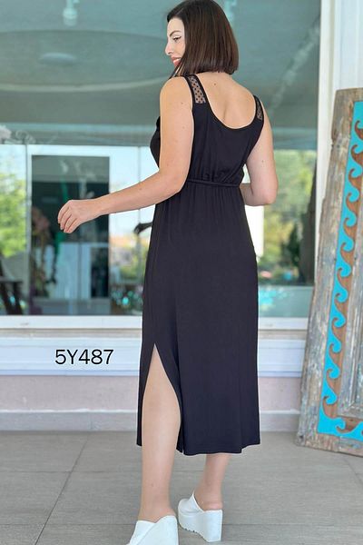 İnce Topuk Shoulder Mesh Detailed Dress 5Y487