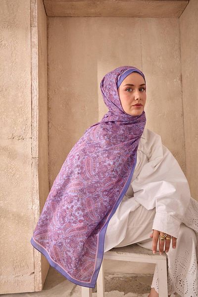 Mahal Silkhome Stripe Edge Shawl Patterned Nariya Shawl