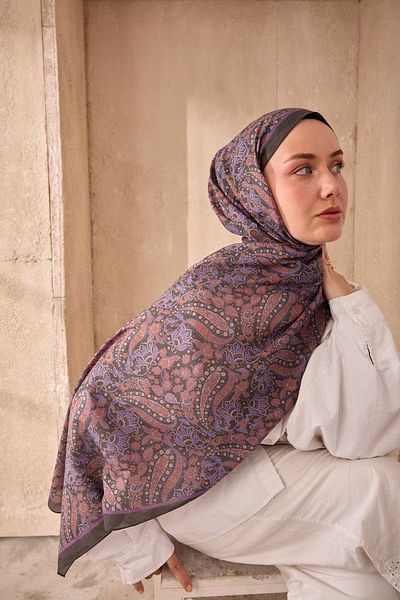 Mahal Silkhome Stripe Edge Shawl Patterned Nariya Shawl