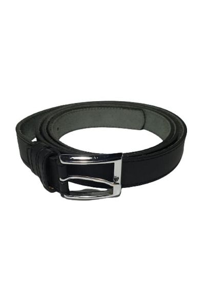 OEM Men's leather belt, made in Romania, black with black stitching, XXL model, width 3 cm