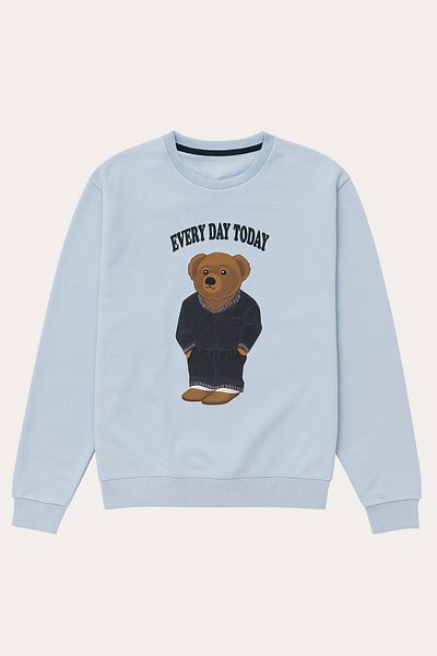 Katia&Bony Top de pijama cu model Teddy pentru bărbați albastru