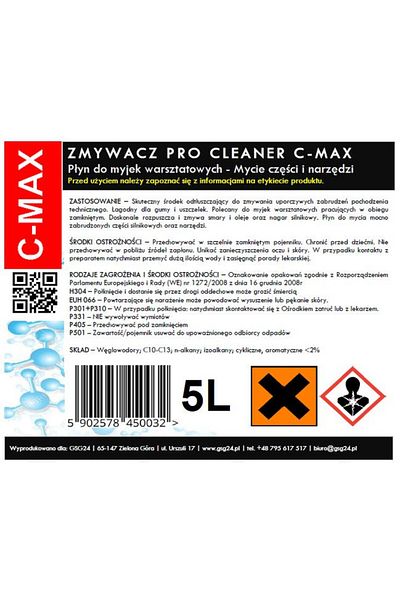 GSG24 Lichid de îndepărtare a pieselor și sculelor pentru mașina de spălat atelier PRO CLEANER C-MAX 5L