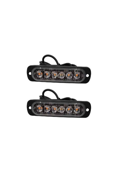 BGRJ Automotive 6 lumini stroboscopice LED, lumini de avertizare galbene, 7 j...