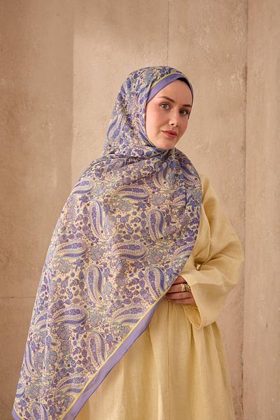Mahal Silkhome Stripe Edge Shawl Patterned Nariya Shawl