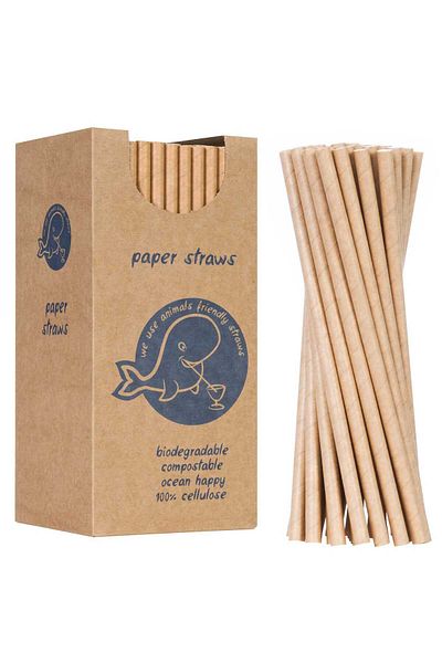 GSG24 Słomki papierowe BIO ekologiczne PAPER STRAWS grube 8/205mm - brązowe 160szt.