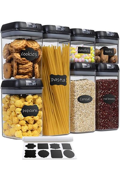Lumely 7 Piece Airtight Food Storage Containers Set,BPA Free Plastic,Easy Lock Lid,with Pen and Stickers