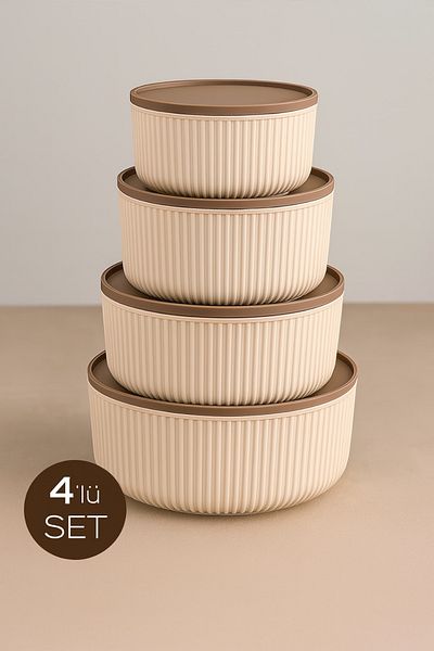Evsun Home Collection Round Storage Container Set of 4 Microwave Freezer Compatible 0.45L,0.80Lt,1.5Lt,2.5Lt